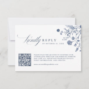 Elegant Sage Green Vintage Classic Floral QR Code RSVP Card