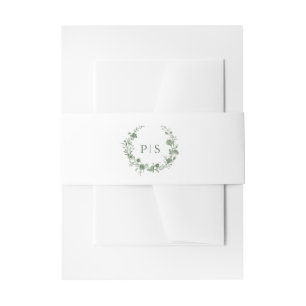 Elegant Sage Green Vintage Classic Floral Wedding Invitation Belly Band