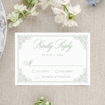 Elegant Sage Green Vintage Ornate Frame Wedding