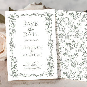 Elegant Sage Green Vintage Victorian Wedding Save The Date