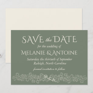Elegant Sage Green Vintage Wedding Save The Date