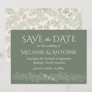 Elegant Sage Green Vintage Wedding Save The Date