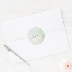 Elegant Sage Green Watercolor Classic Round Sticker