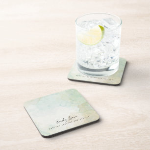 Elegant Sage Green Watercolor Coaster