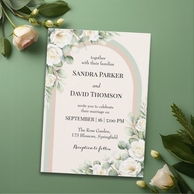 Elegant Sage Green Watercolor Floral Arch Wedding  Invitation (Creator Uploaded)