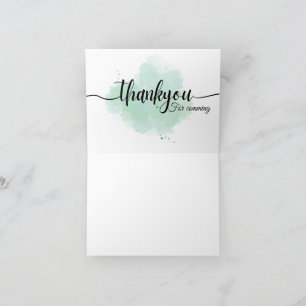 Elegant Sage Green Watercolor Thank You For Coming Card