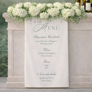 Elegant Sage Green Wedding Bar Menu Banner