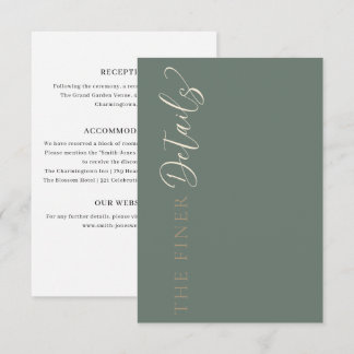 Elegant Sage Green Wedding Details Enclosure Card