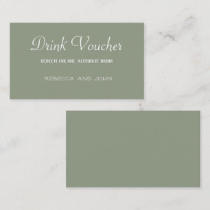Elegant Sage Green Wedding Drink Voucher Card