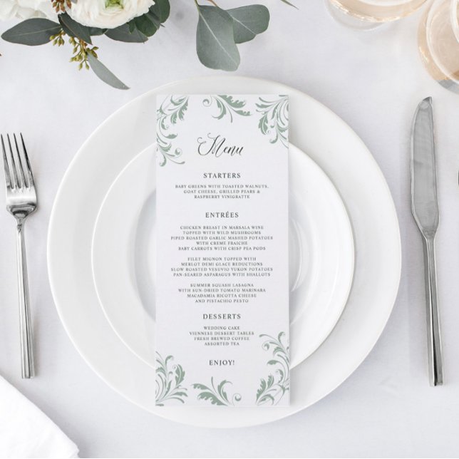 Elegant Sage Green Wedding Flourish Menu (Creator Uploaded)