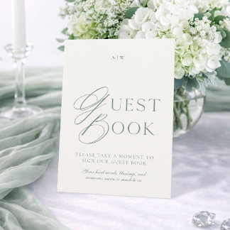 Elegant Sage Green Wedding Guest Book Sign Invitation
