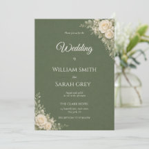 Elegant sage green wedding invitation