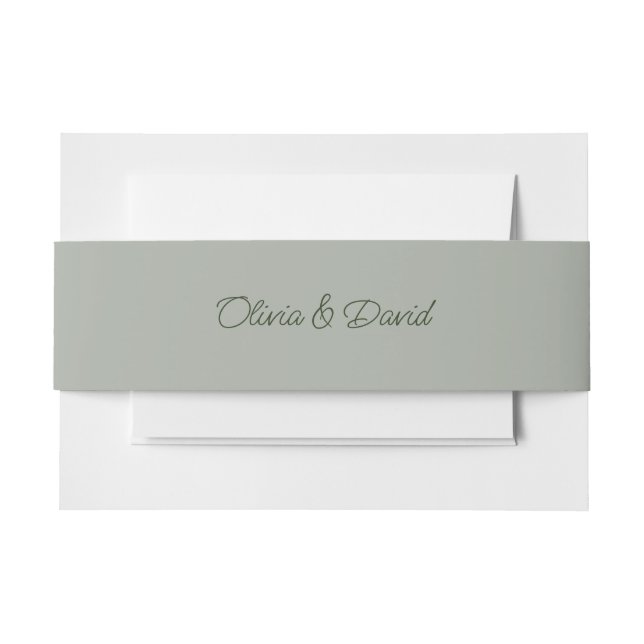 Elegant Sage Green Wedding  Invitation Belly Band (Front Example)