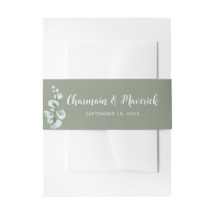 Elegant Sage Green Wedding Invitation Belly Band