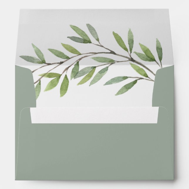 Elegant Sage Green Wedding Invitation Envelope (Back (Bottom))
