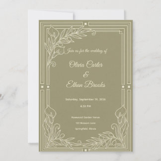 Elegant Sage Green Wedding Invitation Template