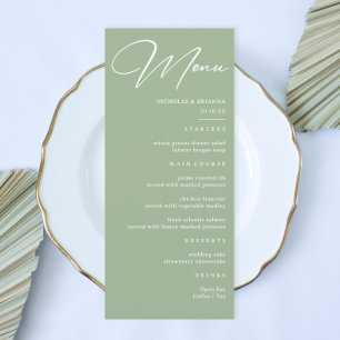 Elegant Sage Green Wedding Menu