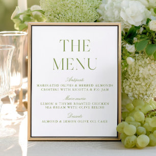Elegant Sage Green Wedding Menu Sign