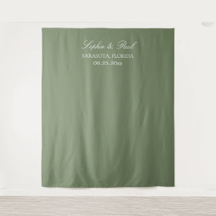 Elegant Sage Green Wedding Photo Booth Backdrop Tapestry