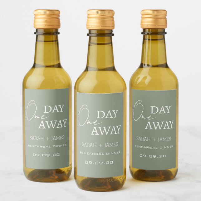 Elegant Sage Green Wedding Rehearsal Dinner  Wine Label (Bottles)