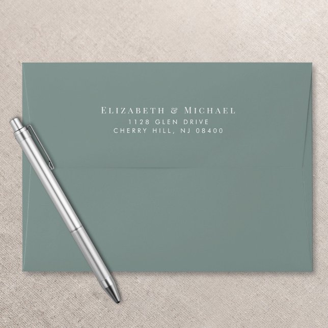 Elegant Sage Green Wedding Return Address Envelope (Creator Uploaded)
