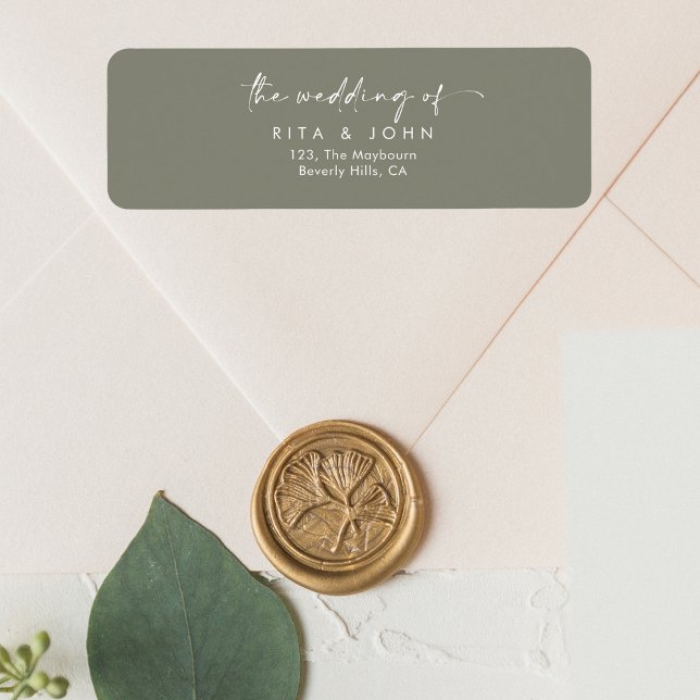 Elegant Sage Green Wedding Return Address Label (Creator Uploaded)