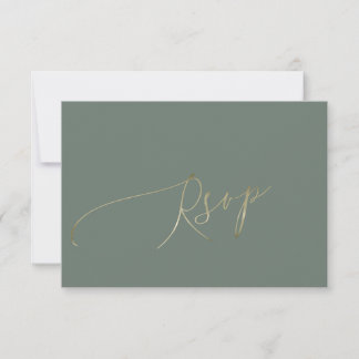 Elegant Sage Green Wedding RSVP Card