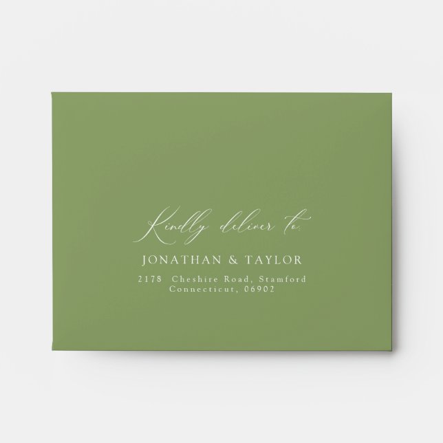 Elegant Sage Green Wedding RSVP Return Envelope (Front)