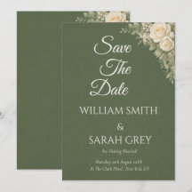 Elegant sage green wedding save the date
