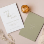 Elegant Sage Green Wedding Save The Date Card<br><div class="desc">This simple minimalist save-the-date card is perfect for announcing your upcoming wedding.  This card features a sage green-and-white design with elegant text.  Customise text on the front and back of the card with all the details of your special day.  #savethedate #ourwedding #minimalistwedding</div>