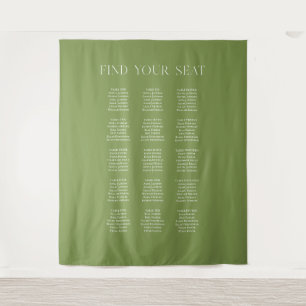 Elegant Sage Green Wedding Seating Chart Backdrop Tapestry