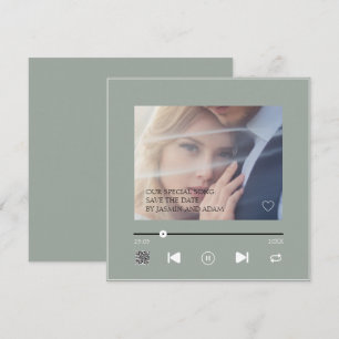 Elegant Sage Green Wedding Song QR Save Date Save The Date