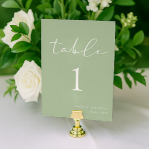 Elegant Sage Green Wedding Table Number