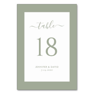 Elegant Sage Green Wedding Table Number