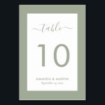 Elegant Sage Green Wedding Table Number<br><div class="desc">Simple,  yet elegant sage green wedding table numbers. Easily personalise online. Matching items available to complement this modern sage green wedding table number card.</div>