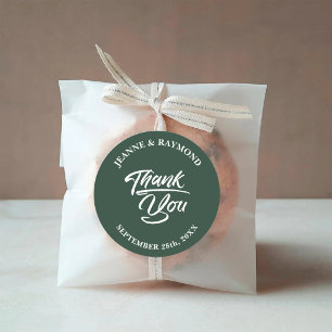 Elegant Sage Green Wedding Thank You Favour Classic Round Sticker
