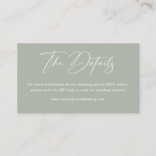 Elegant Sage Green Wedding Website Qr Code Enclosure Card