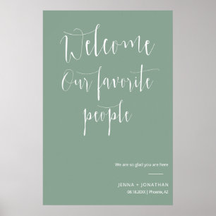 Elegant Sage Green Welcome Wedding Cermony Sign