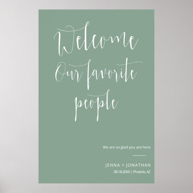 Elegant Sage Green Welcome Wedding Cermony Sign (Front)