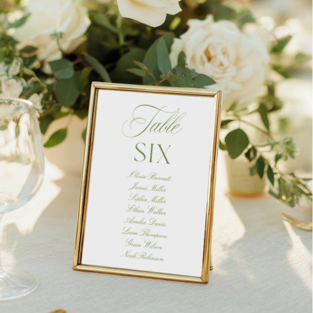 Elegant Sage Green & White Wedding Table Number (Elegant Sage Green & White Wedding Table Number)