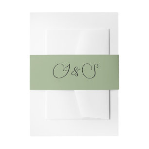 Elegant Sage Green WildflowerInvitation Belly Band Invitation Belly Band