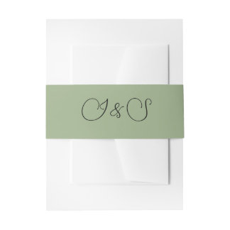 Elegant Sage Green WildflowerInvitation Belly Band Invitation Belly Band