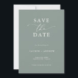 Elegant Sage Green with White Save the Date Invitation<br><div class="desc">Beautiful and elegant Save the Date.  Fully customisable with names,  dates,  location and colours to match your wedding theme.</div>
