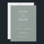 Elegant Sage Green with White Save the Date Invitation<br><div class="desc">Beautiful and elegant Save the Date.  Fully customisable with names,  dates,  location and colours to match your wedding theme.</div>