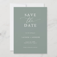 Elegant Sage Green with White Save the Date