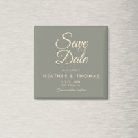 Elegant Sage Green Yellow Save The Date Magnet