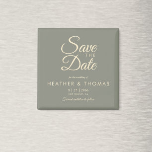 Elegant Sage Green Yellow Save The Date Magnet