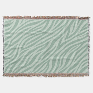 Elegant Sage Green Zebra Stripe Throw Blanket