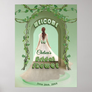 Elegant Sage Greenery Bridal Shower Welcome Sign