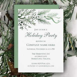 Elegant Sage Greenery Business Holiday Party Invitation